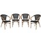 Flash Furniture Marseille French Bistro Stacking Chair w/Arms, Black Textilene and Bamboo Print Aluminum Frame, 4PK 4-SDA-ADS642108-BK-NAT-GG - alternate 2